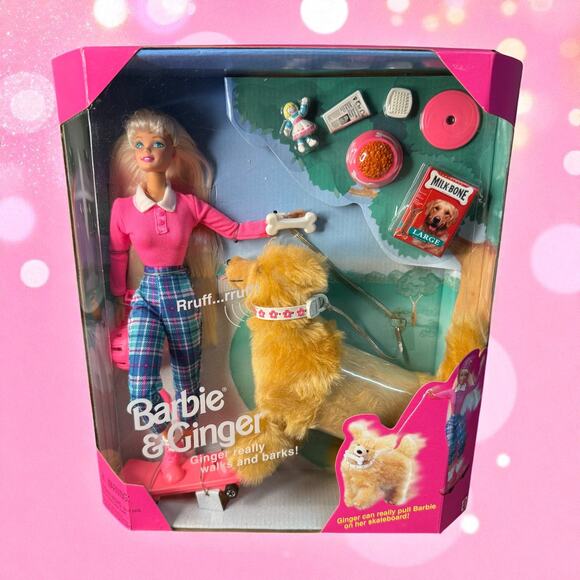 Barbie & Ginger Doll Pet Dog of Barbie Doll 1997 w/ Accessories Mattel #17116 - Picture 1 of 7